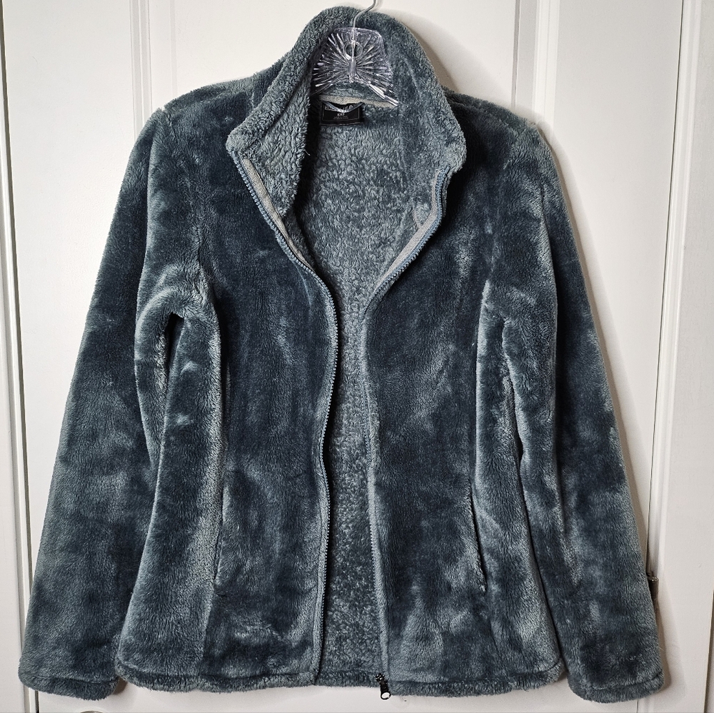 32 Degrees Heat Plush XS Faux Fur Zip Jacket Cozy Hunter Green Soft Stand Collar - Picture 1 of 9